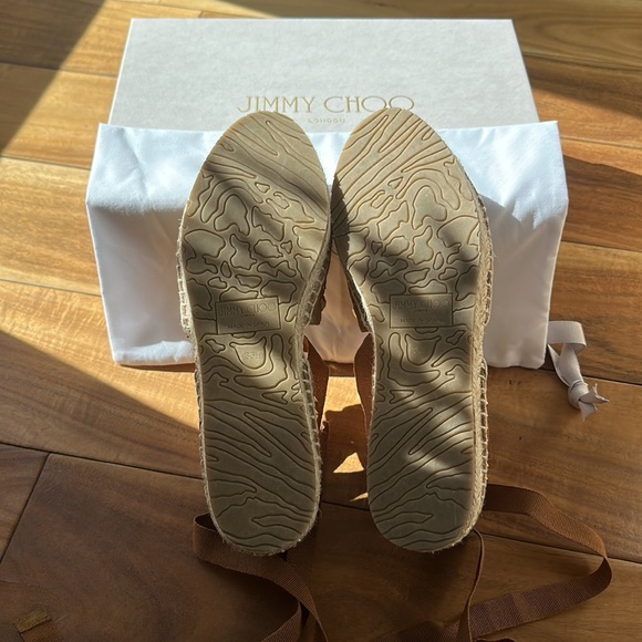 Jimmy Choo - Tan - Dolphin Espadrilles Flats w/ Punk Studs - Picture 4 of 7